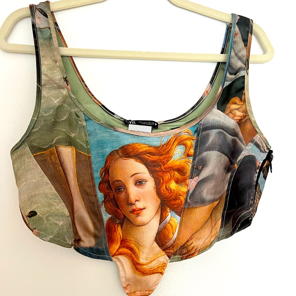 Zara crop top birth of Venus print